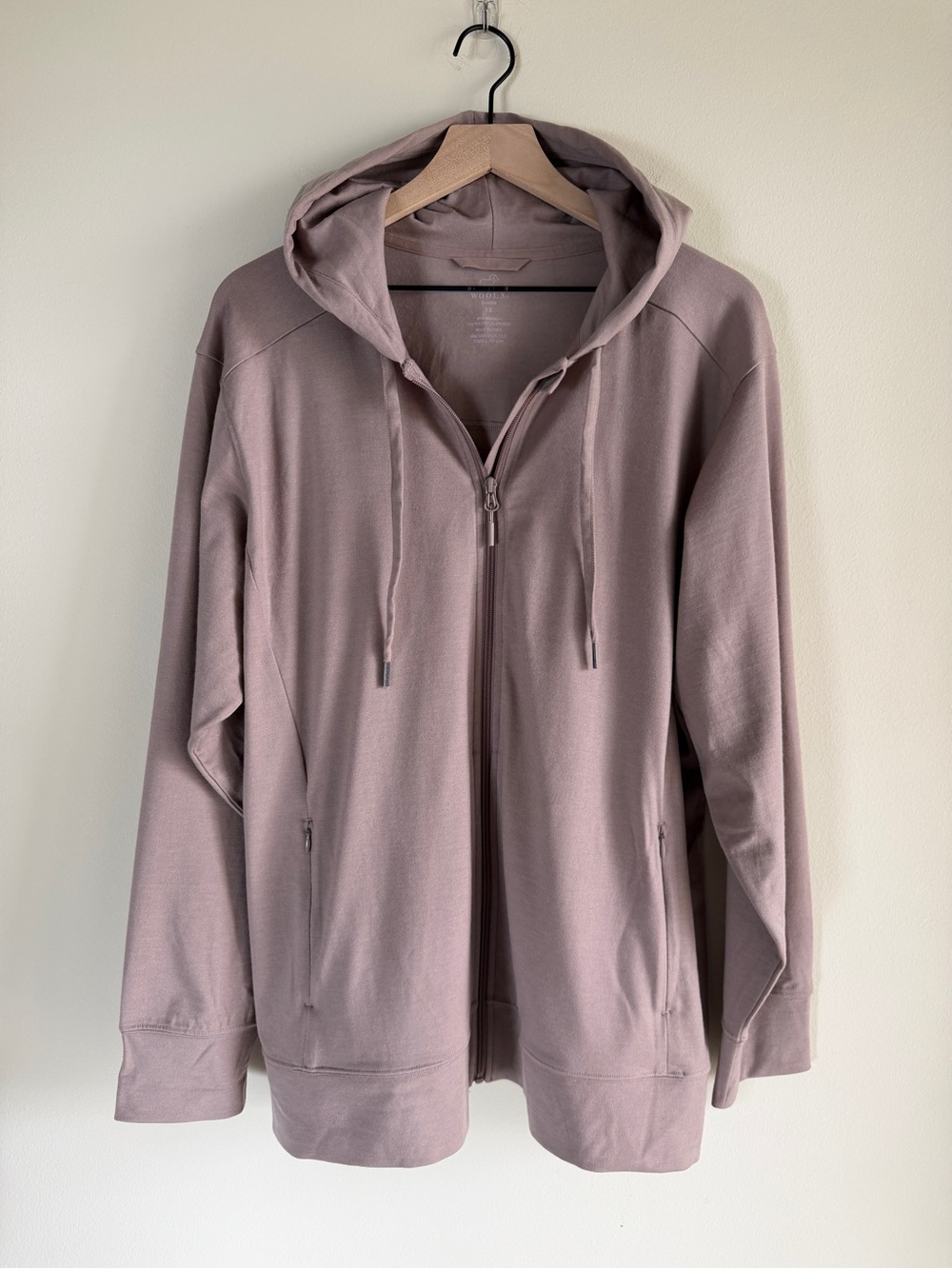 Woolx Ryann Hoodie Cream Heather Merino Wool Blend Full Zip Size 1X - Picture 2 of 10